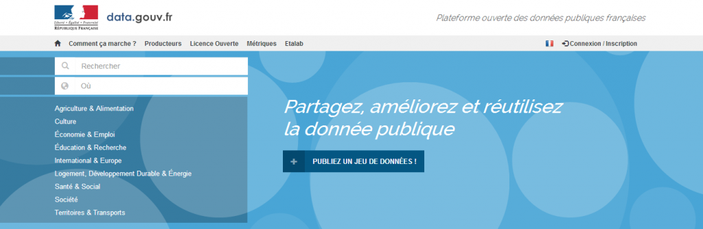 Page d'accueil data.gouv.fr