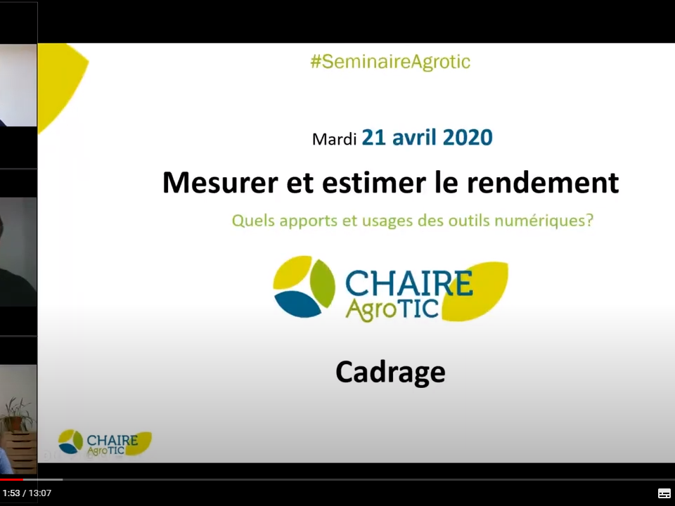 video seminaire chaire AgroTIC - rendement agriculture